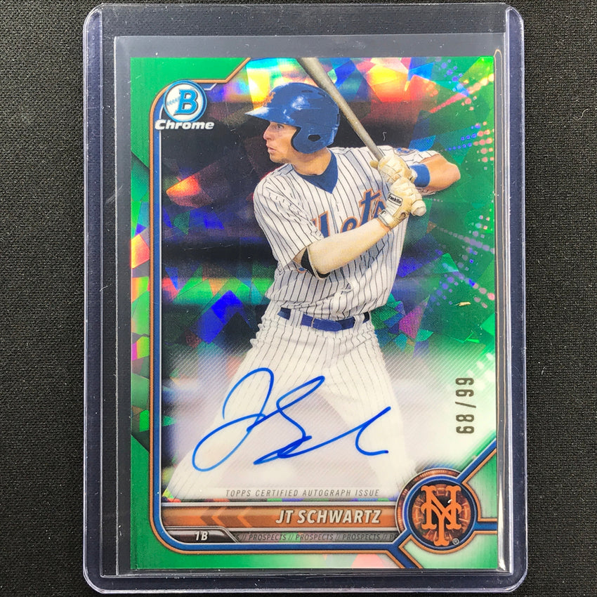 2022 Bowman Chrome Jt Schwartz 1st Bowman Prospect Auto Green Atomic 68/99