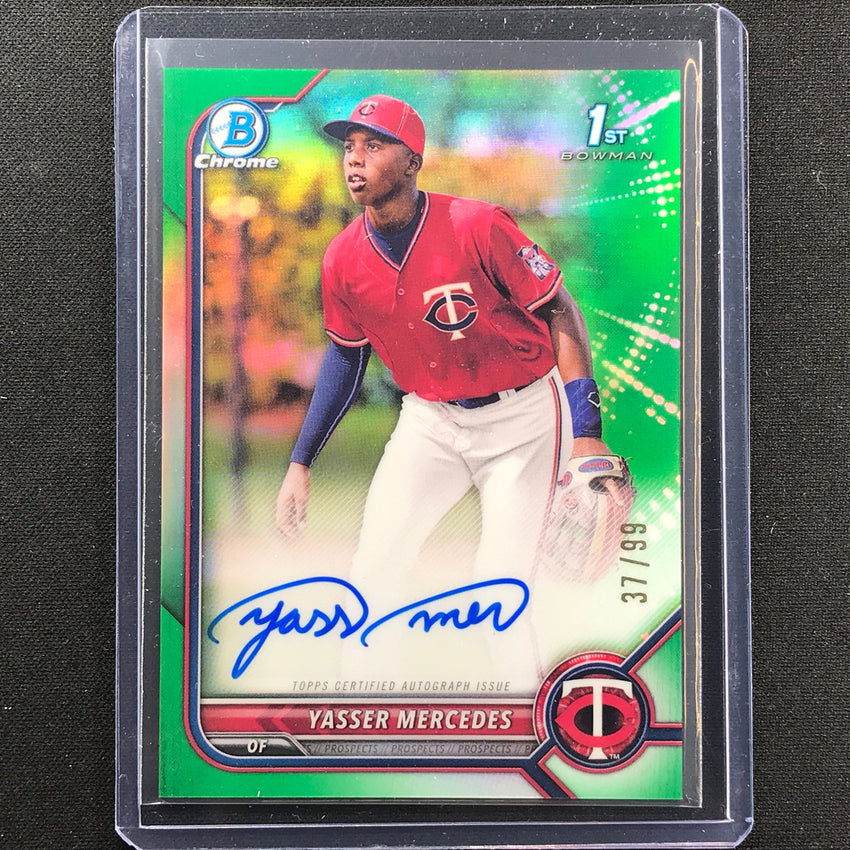 2022 Bowman Chrome Yasser Mercedes 1st Prospect Auto Green Refractor 37/99