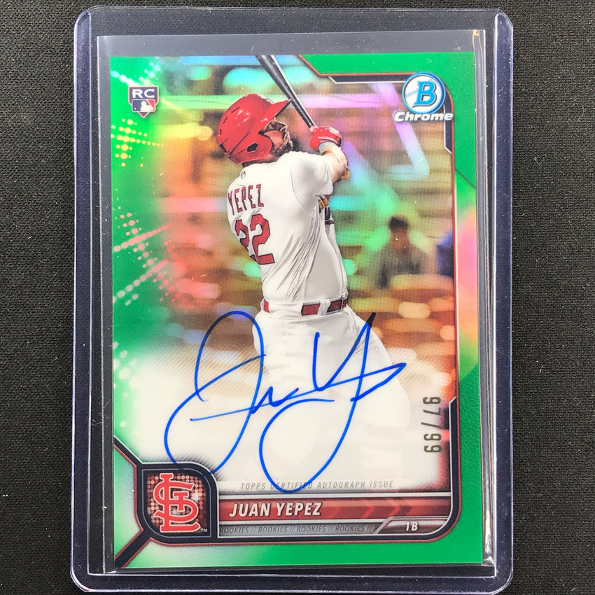 2022 Bowman Chrome Juan Yepez Rookie Auto Green Refractor 97/99