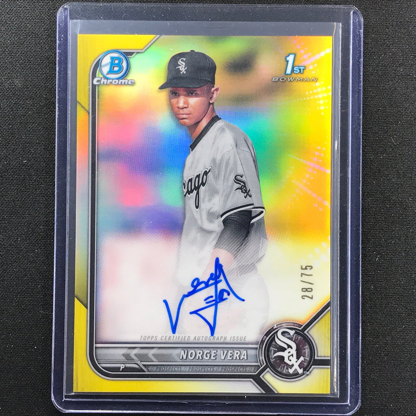 2022 Bowman Chrome Norge Vera 1st Bowman Prospect Auto Yellow Refractor 28/75