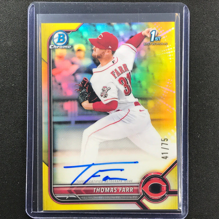 2022 Bowman Chrome Thomas Farr 1st Bowman Prospect Auto Yellow Refractor 41/75