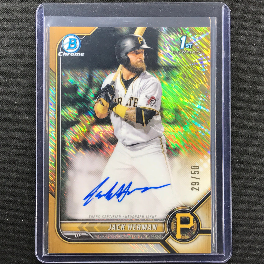 2022 Bowman Chrome Jack Herman 1st Bowman Prospect Auto Gold Shimmer 29/50