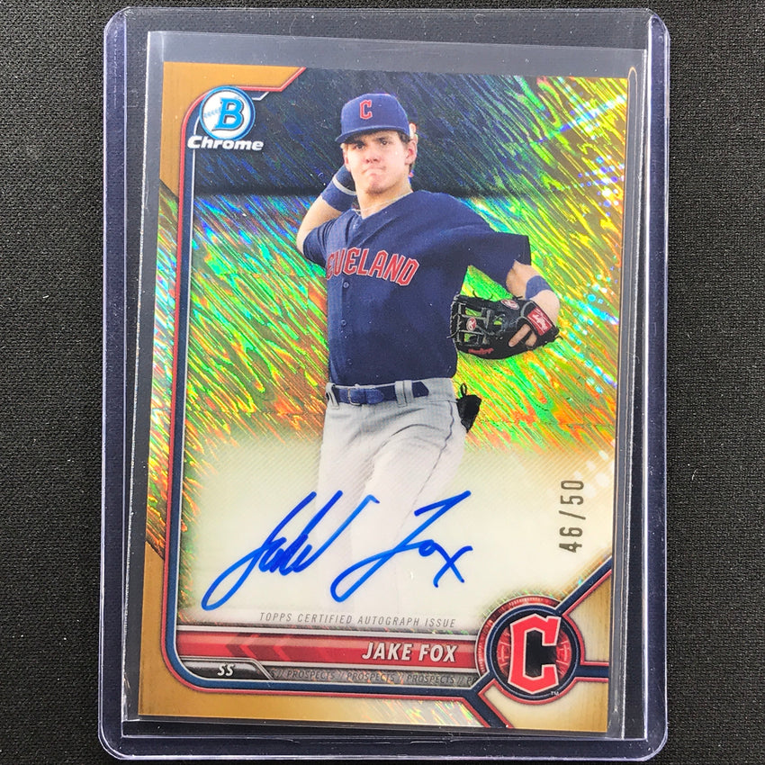 2022 Bowman Chrome Jake Fox Bowman Prospect Auto Gold Shimmer 46/50
