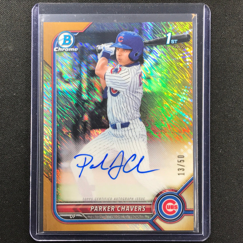 2022 Bowman Chrome Parker Chavers 1st Bowman Prospect Auto Gold Shimmer 13/50