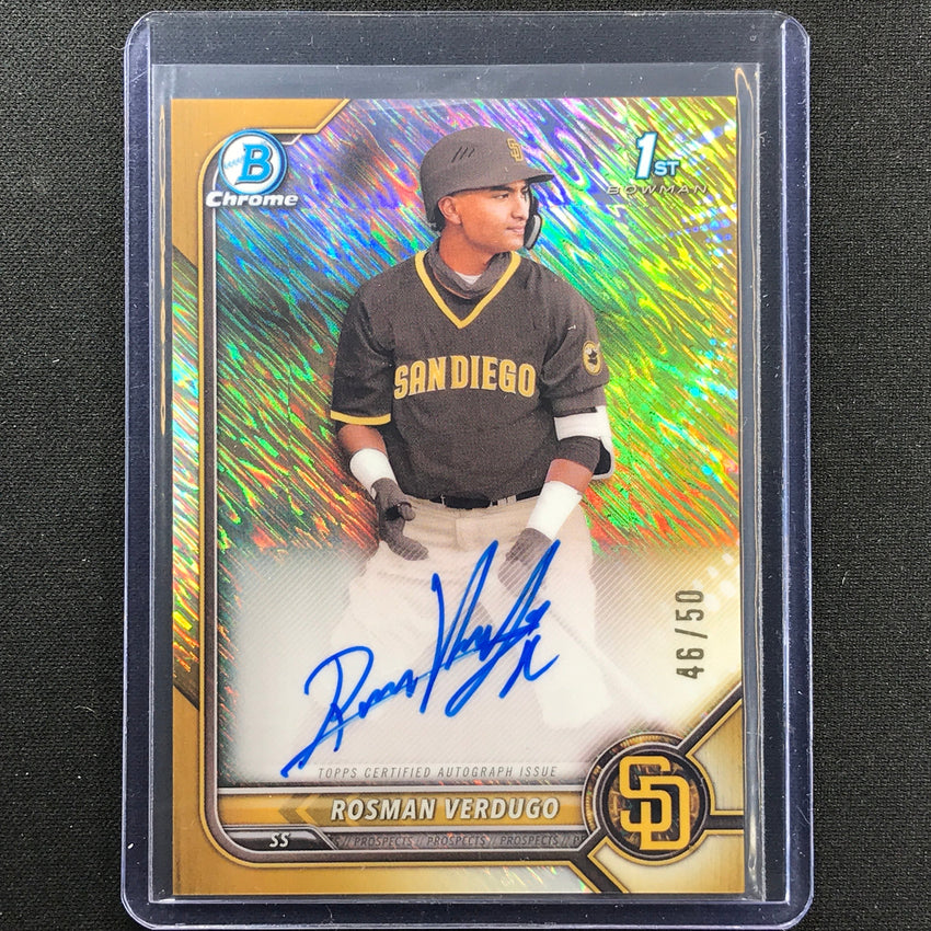 2022 Bowman Chrome Rosman Verdugo 1st Bowman Prospect Auto Gold Shimmer 46/50