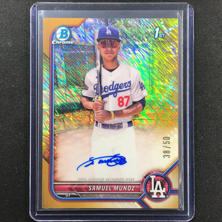 2022 Bowman Chrome Samuel Munoz 1st Bowman Prospect Auto Gold Shimmer 38/50