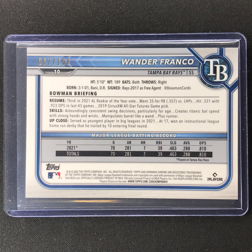2022 Bowman Chrome Wander Franco Rookie Blue Refractor 67/150