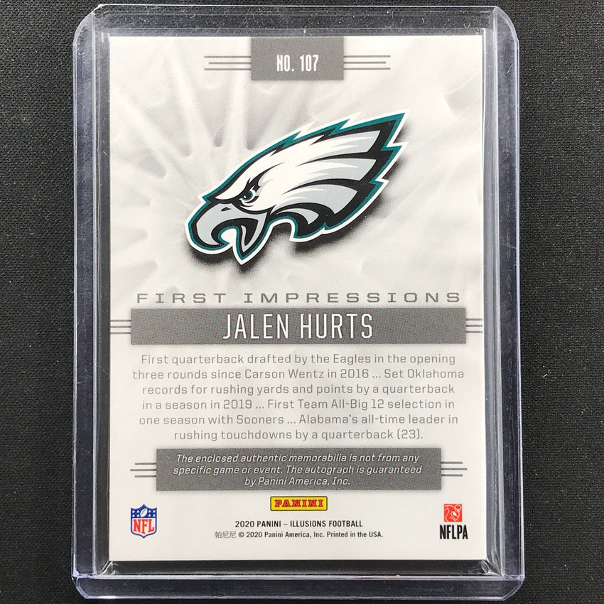 2020 Illusions Jalen Hurts First Impressions Rookie Jersey Auto 33/299