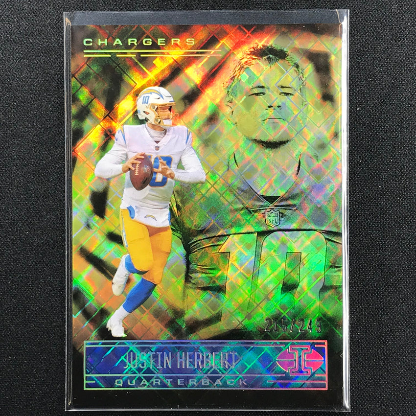 2021 Illusions Justin Herbert Trophy Collection Yellow Diamond 215/249