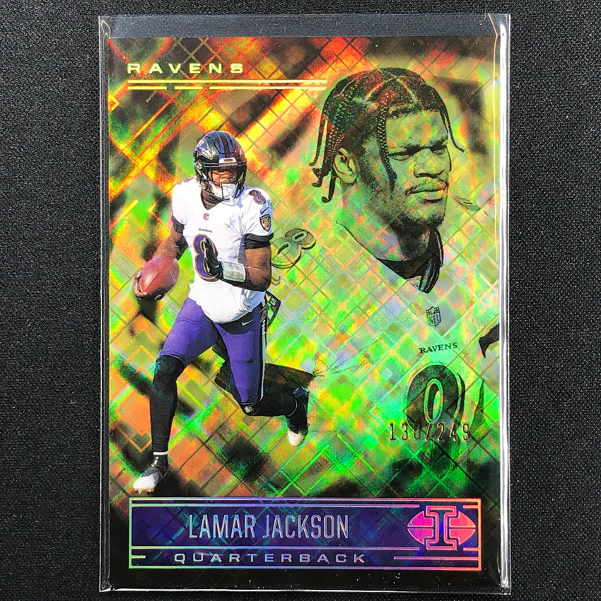 2021 Illusions Lamar Jackson Trophy Collection Yellow Diamond 130/249