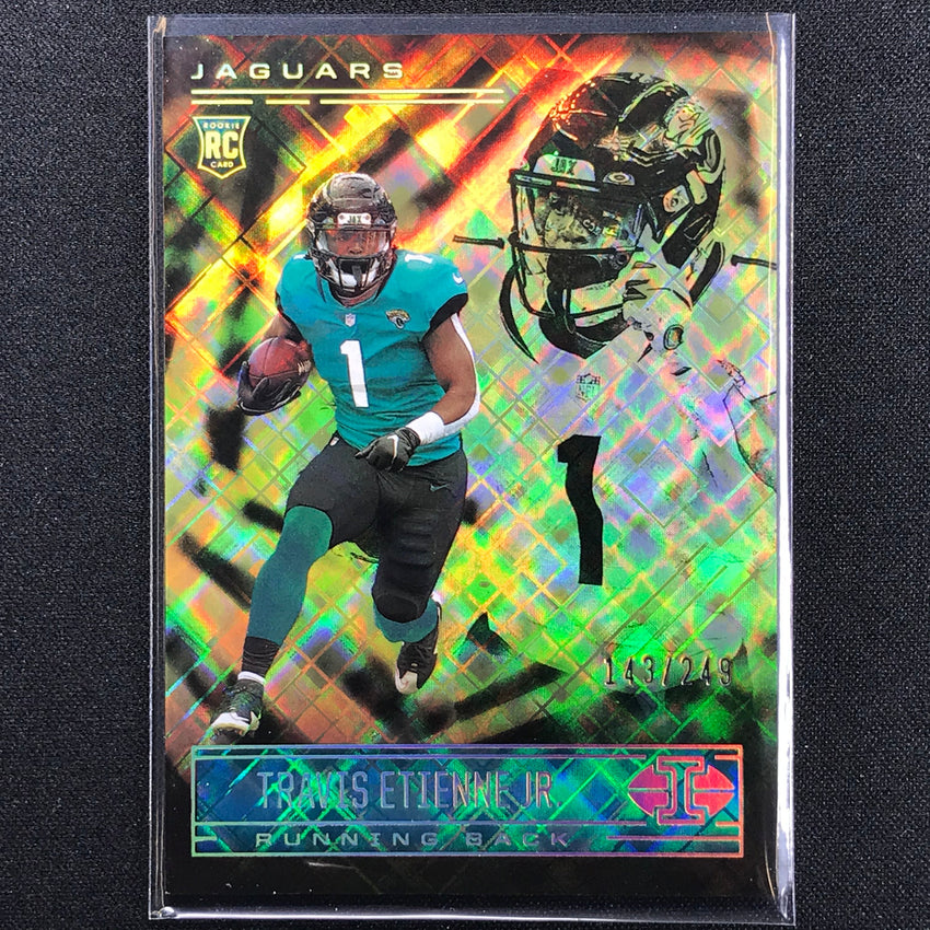 2021 Illusions Travis Etienne Jr. Rookie Trophy Collection Yellow Diamond 143/249