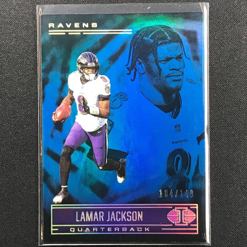 2021 Illusions Lamar Jackson Trophy Collection Light Blue 104/149