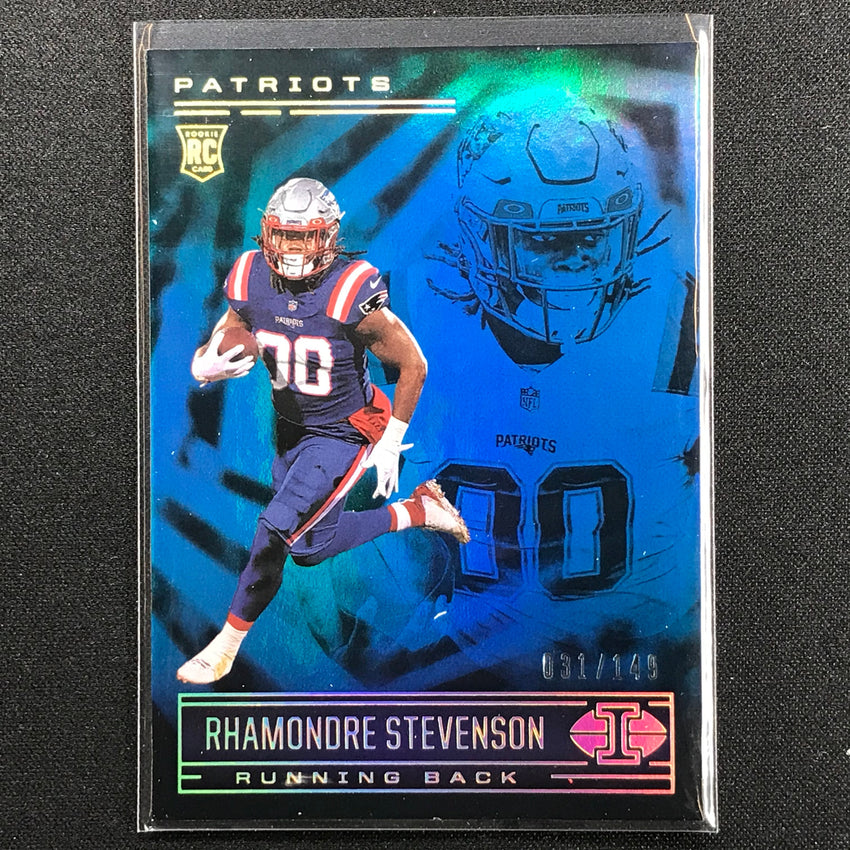 2021 Illusions Rhamondre Stevenson Rookie Trophy Collection Light Blue 31/149