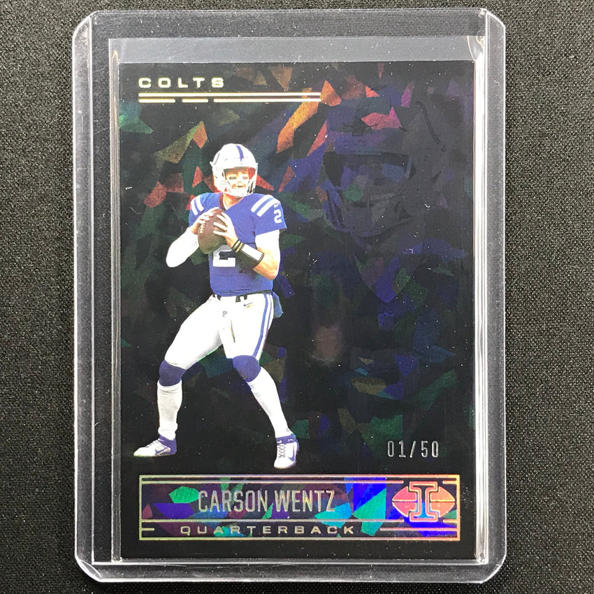 2021 Illusions Carson Wentz Trophy Collection Black Ice 1/50