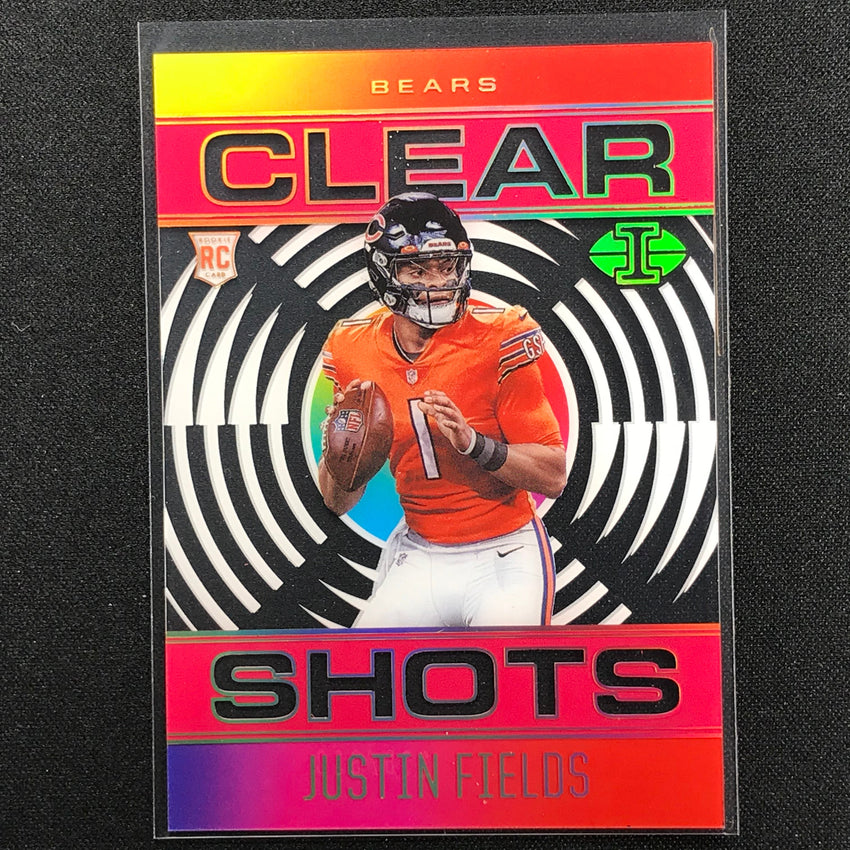 2021 Illusions Justin Fields Rookie Clear Shots Acetate Pink 236/399