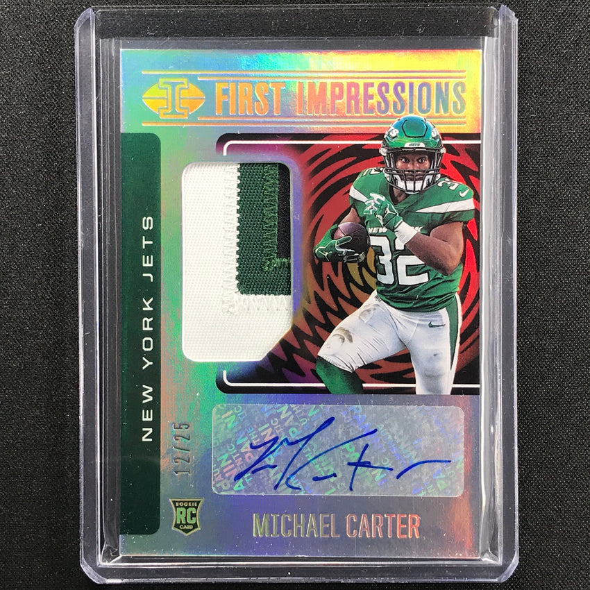 2021 Illusions MICHAEL CARTER First Impressions Rookie Patch Auto Gold 12/25