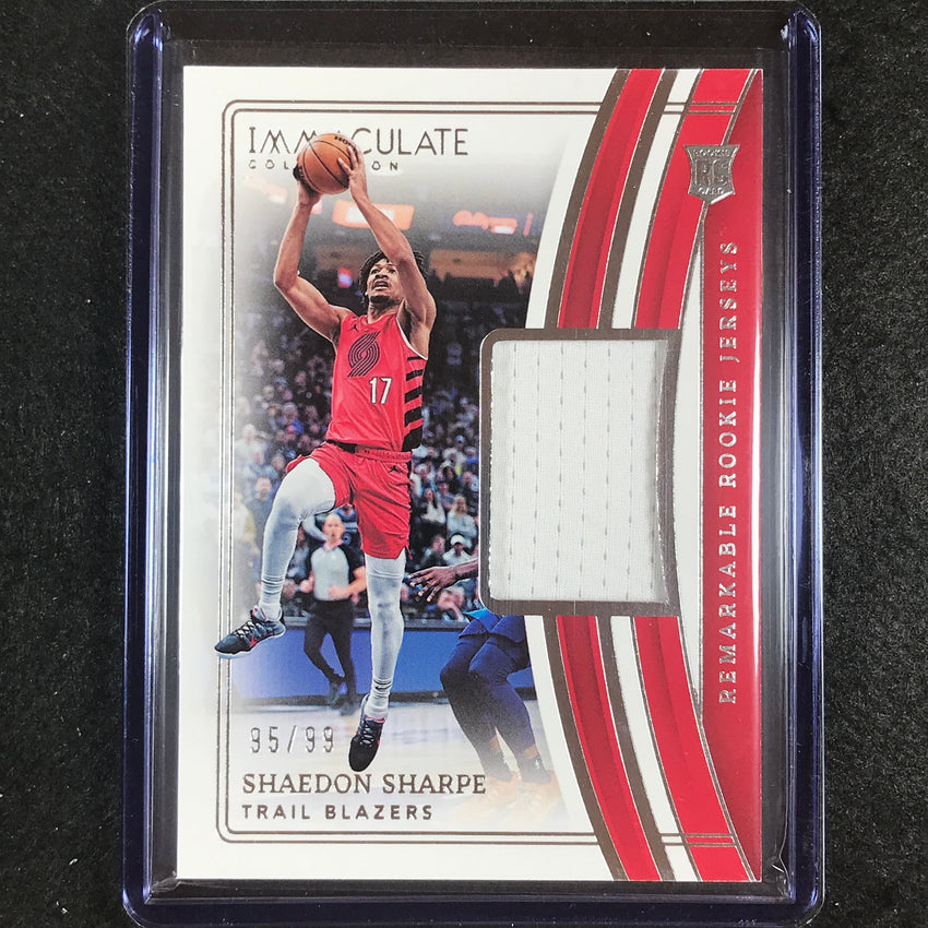2022-23 Immaculate Shaedon Sharpe Remarkable Rookie Jersey Relic 95/99
