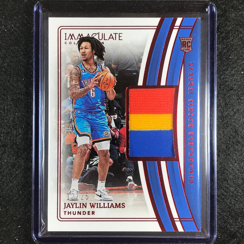 2022-23 Immaculate Jaylin Williams Remarkable Rookie Patch Red 12/25