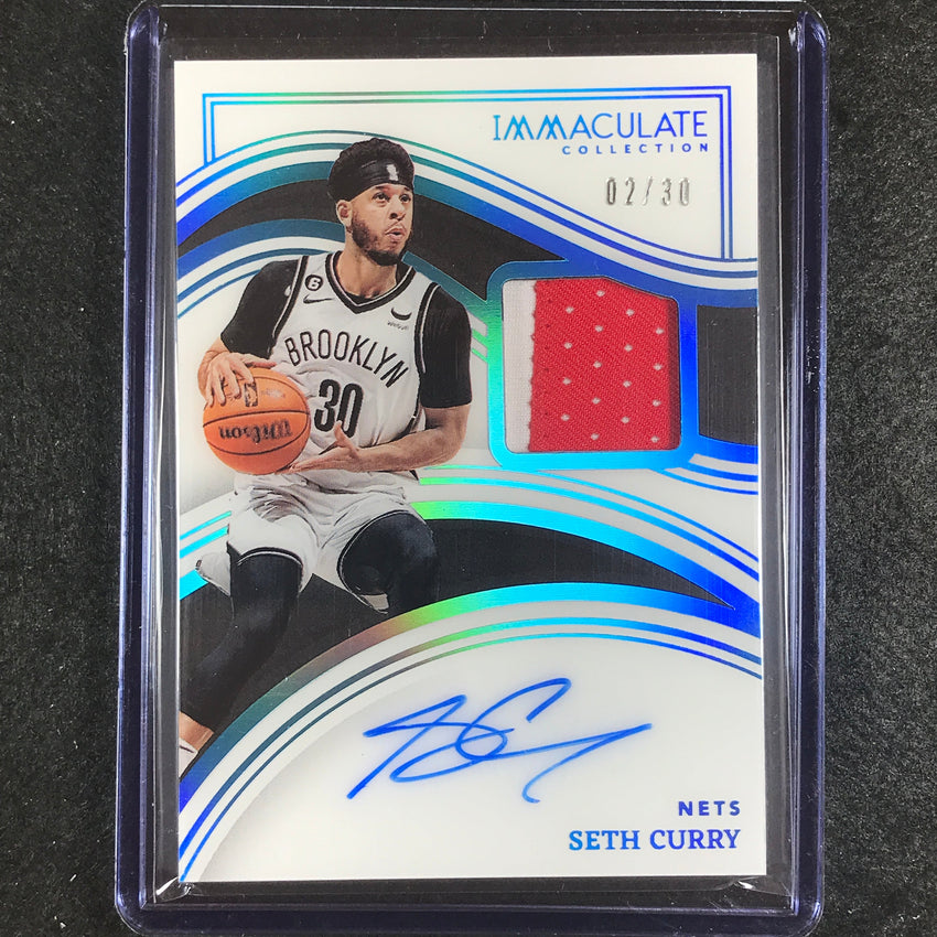 2022-23 Immaculate Seth Curry Immaculate Patch Auto Jersey Number 2/30