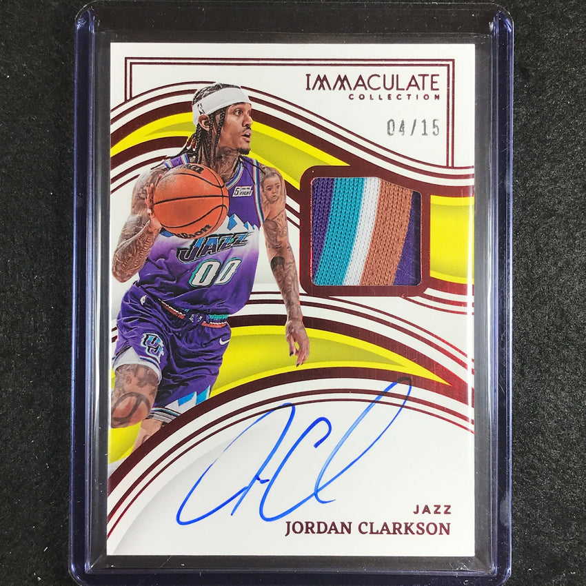 2022-23 Immaculate Jordan Clarkson Immaculate Patch Auto Red 4/15