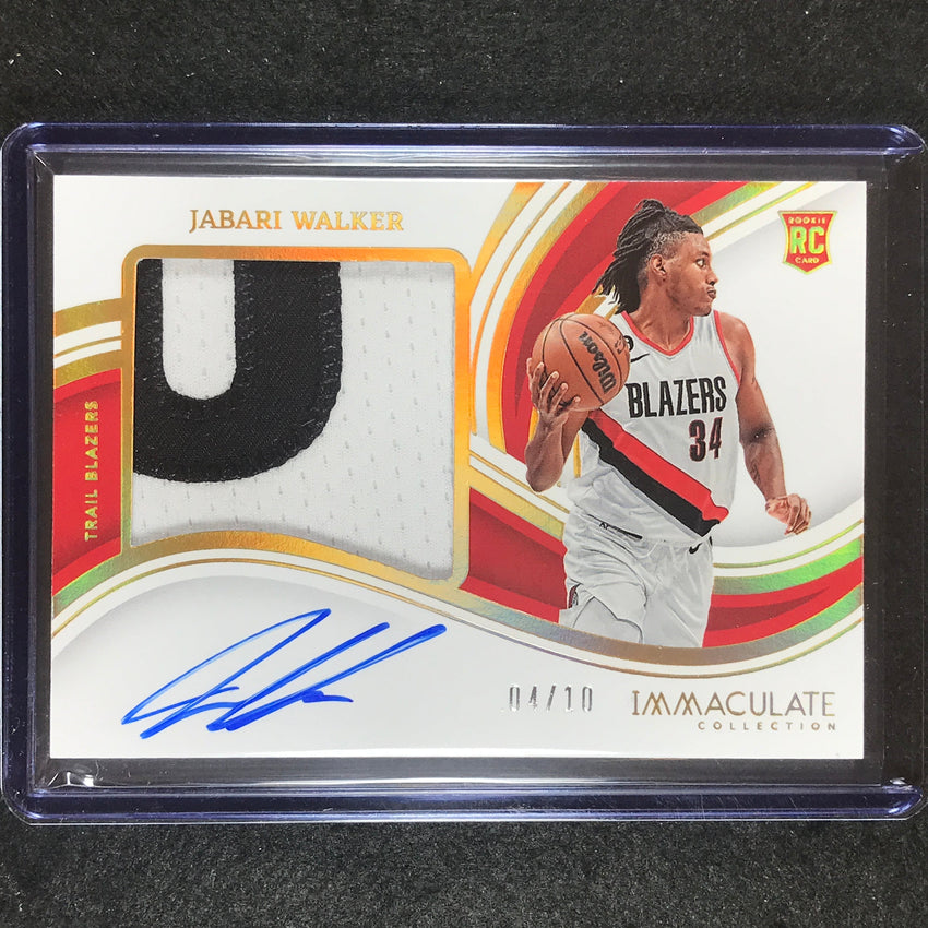2022-23 Immaculate Jabari Walker Premium Patch Rookie Auto Gold 4/10
