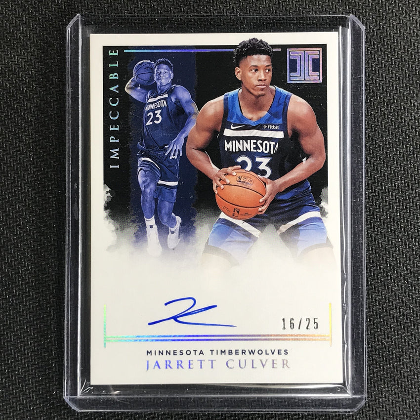 2019-20 Impeccable JARRETT CULVER Rookie Auto 16/25-Cherry Collectables