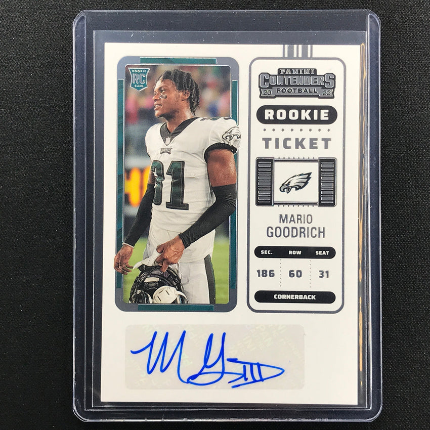 2022 Contenders MARIO GOODRICH Rookie Ticket Auto Base #295