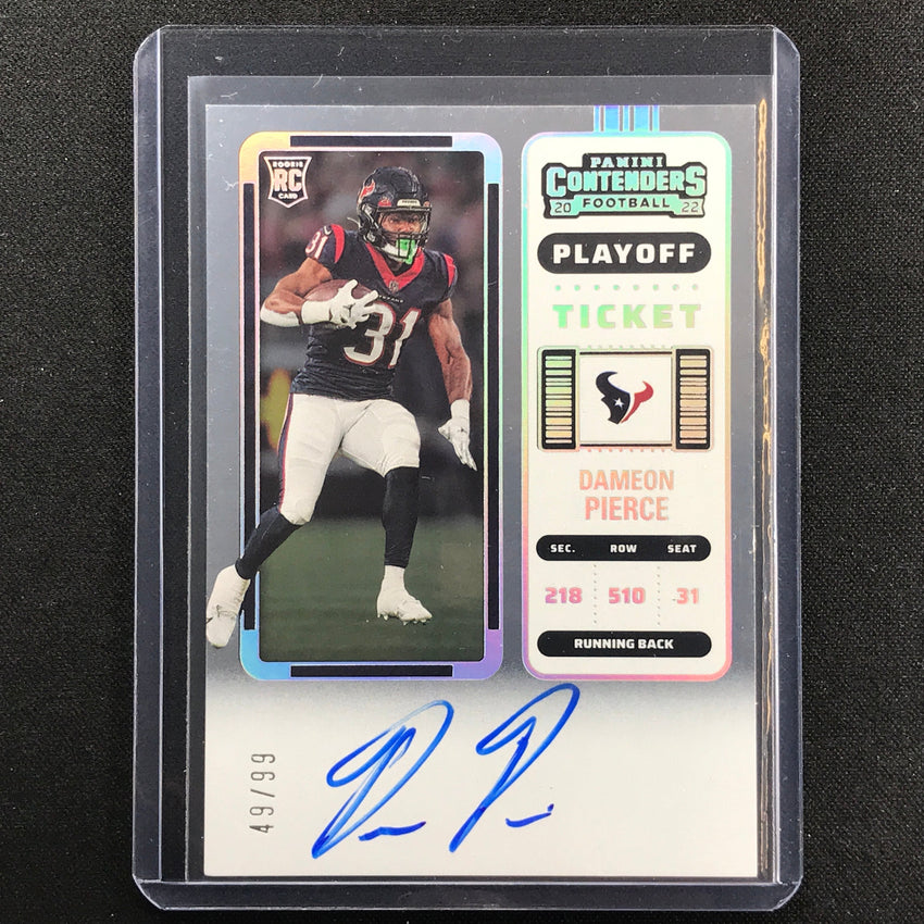 2022 Contenders Dameon Pierce Rookie Ticket Rps Auto Playoff 49/99