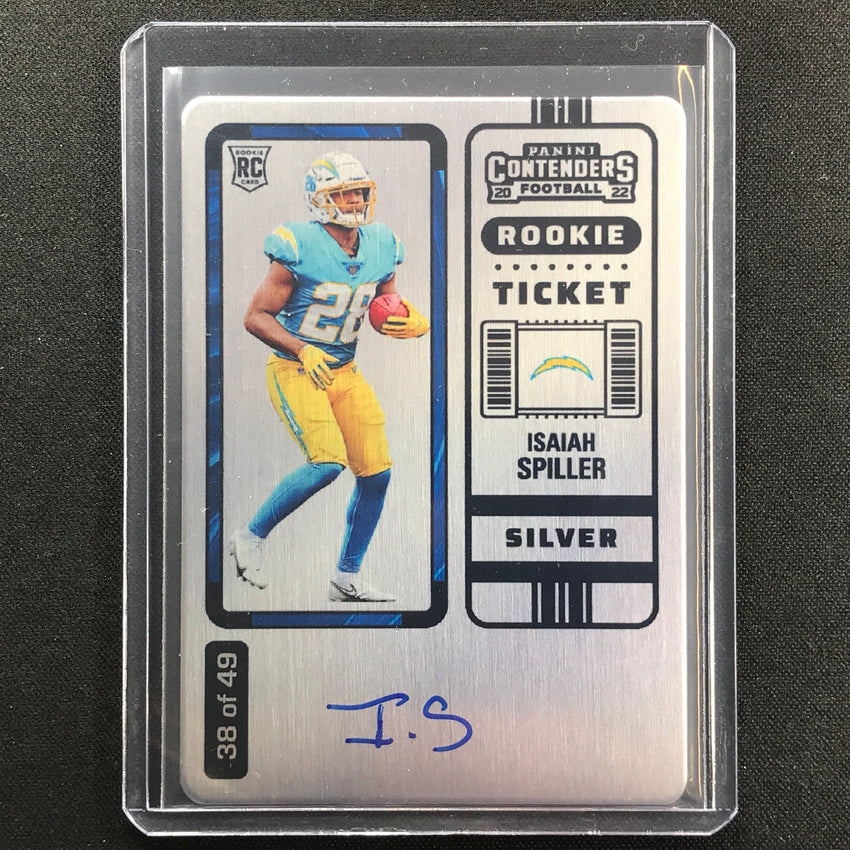 2022 Contenders Isaiah Spiller Rookie Ticket Rps Auto Silver Metal 38/49