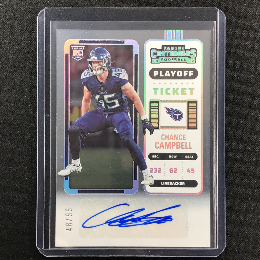 2022 Contenders Chance Campbell Rookie Ticket Auto Playoff 48/99