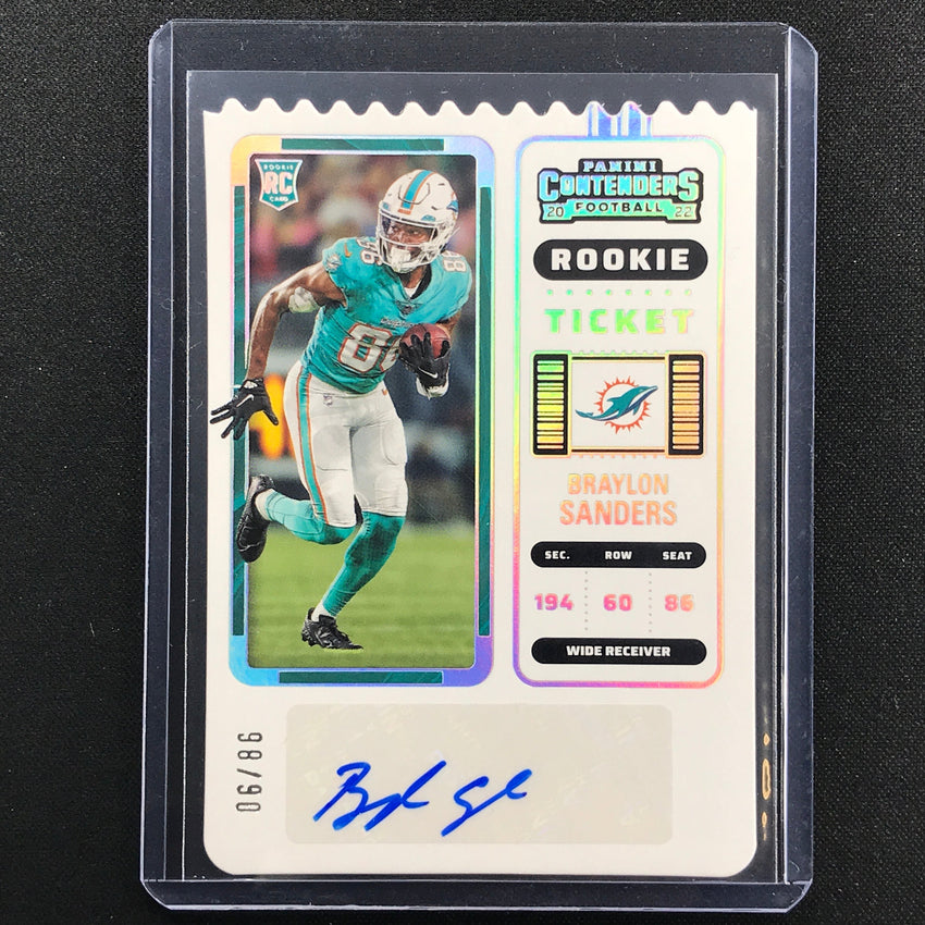 2022 Contenders Braylon Sanders Rookie Ticket Auto Stub 6/86