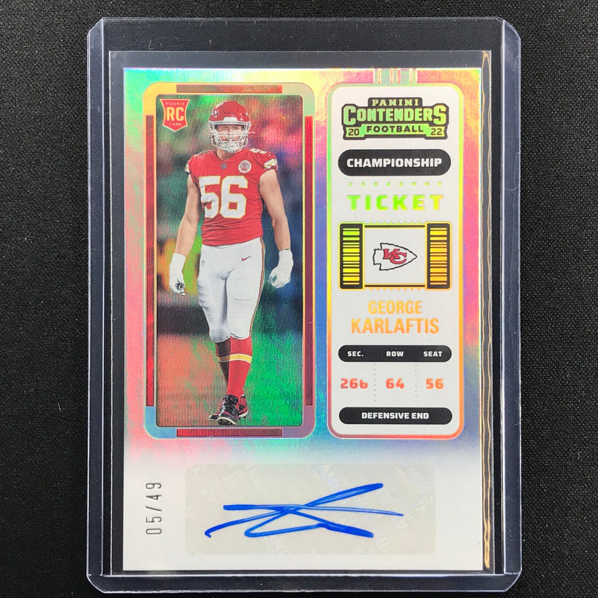 2022 Contenders George Karlaftis Rookie Ticket Auto Championship 5/49