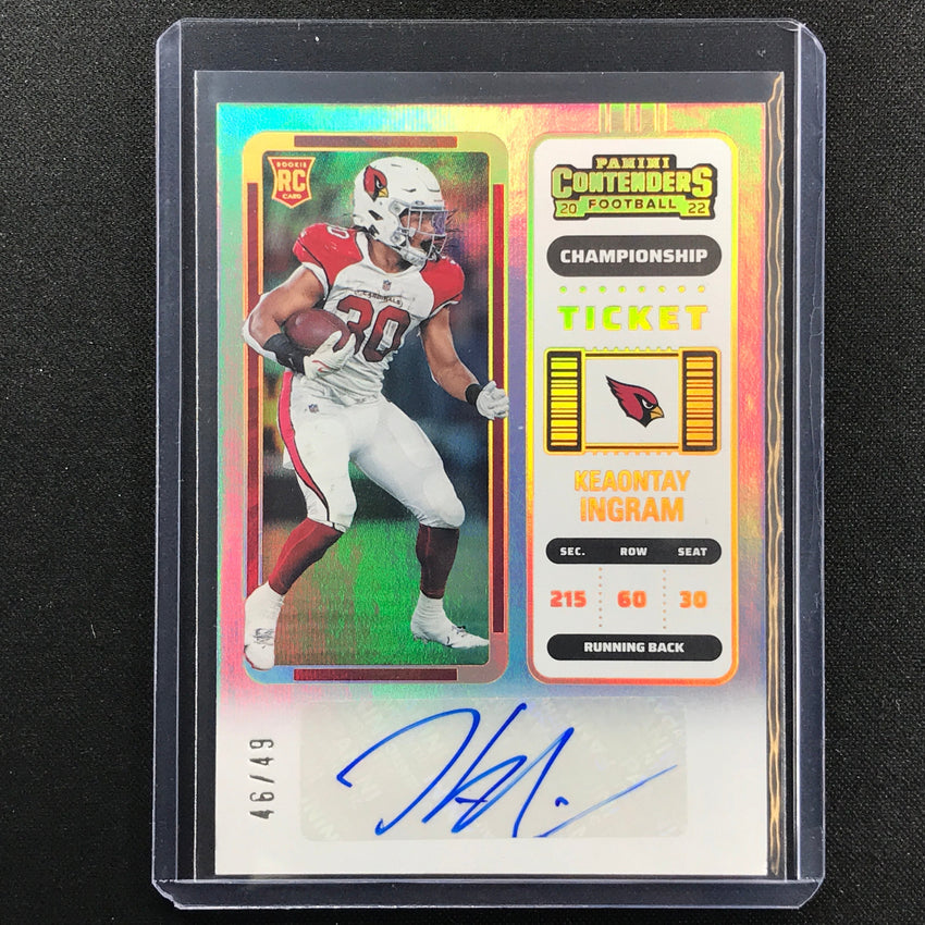 2022 Contenders Keaontay Ingram Rookie Ticket Auto Championship 46/49
