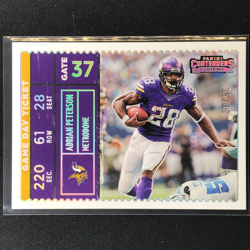 2022 Contenders Adrian Peterson Game Day Ticket Silver 35/99