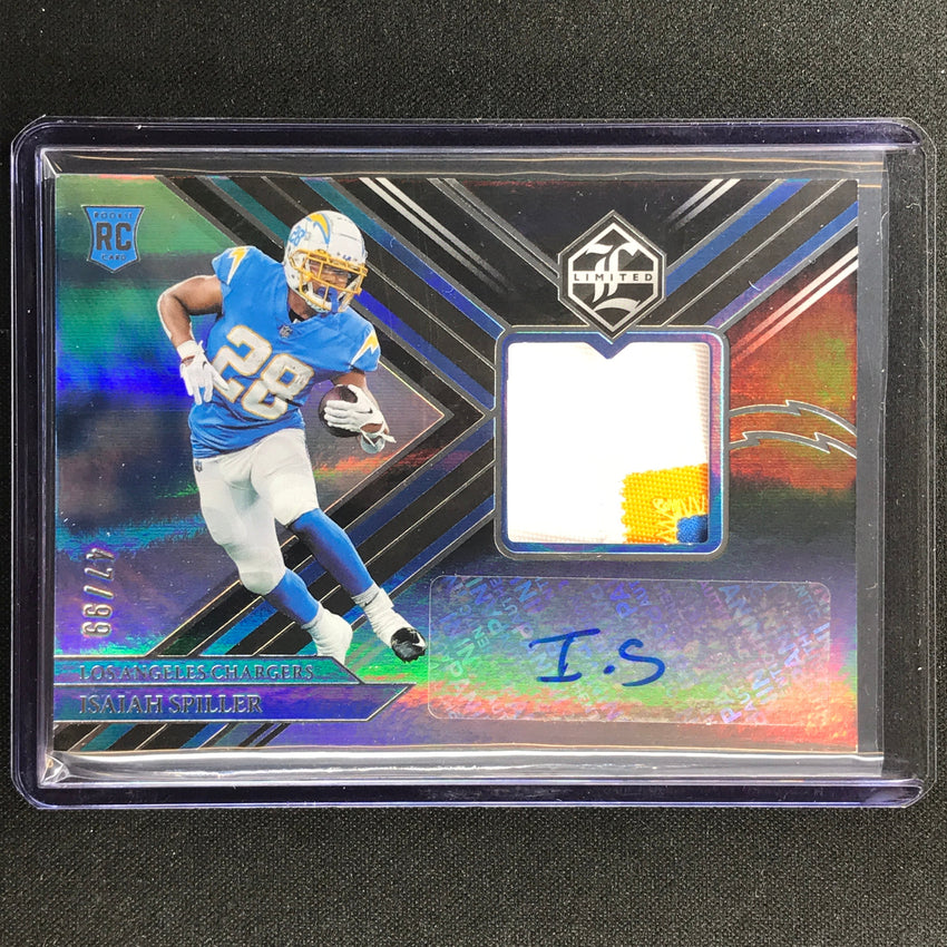2022 Limited Isaiah Spiller Rookie Patch Auto Silver 47/99