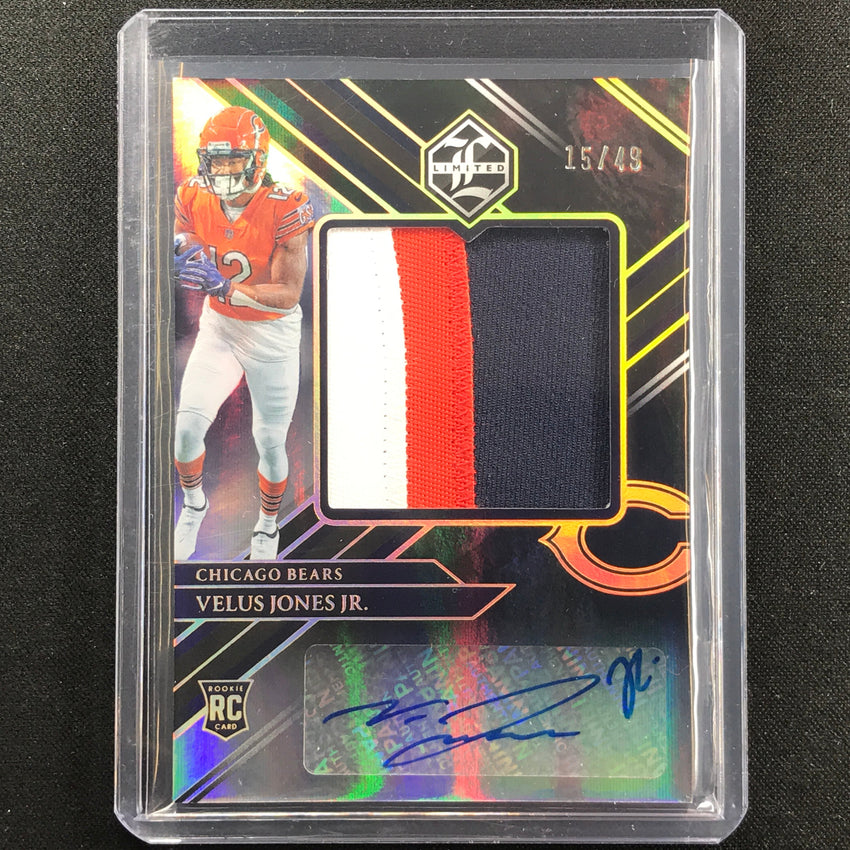 2022 Limited Velus Jones Jr. Rookie Patch Auto Jumbo Gold 15/49