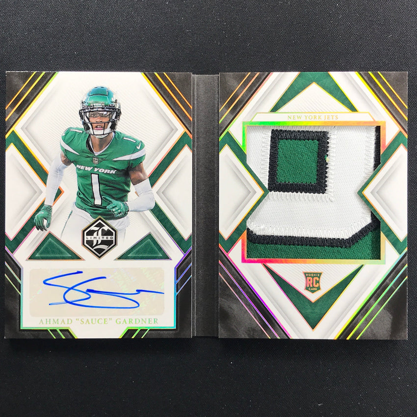 2022 Limited Ahmad Sauce Gardner Rookie Booklet Patch Auto Gold 12/49