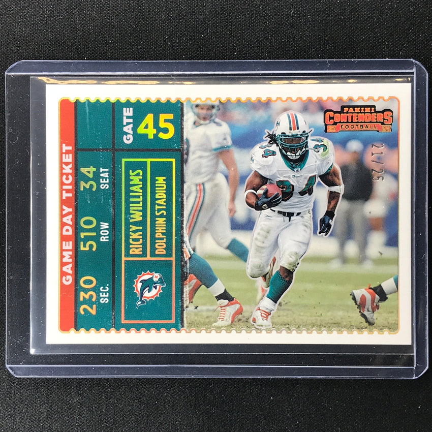 2022 Contenders Ricky Williams Game Day Ticket Gold 21/25