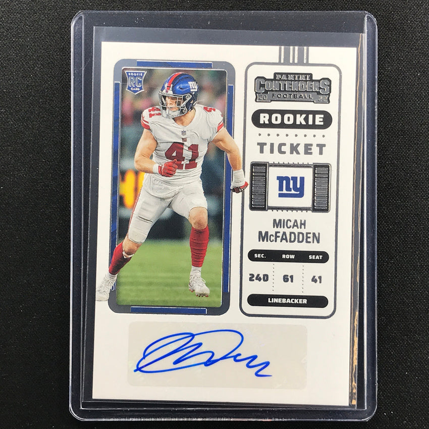 2022 Contenders Micah Mcfadden Rookie Ticket Auto Base No 218