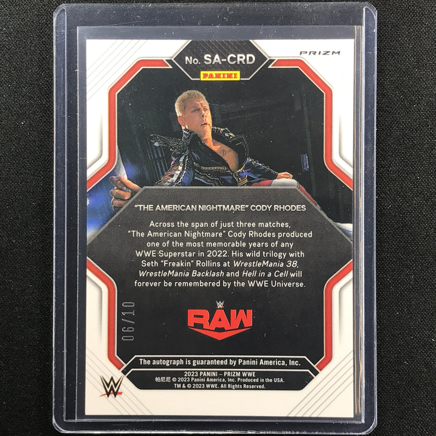 2023 Prizm Wwe The American Nightmare Cody Rhodes Superstar Auto Gold 6/10