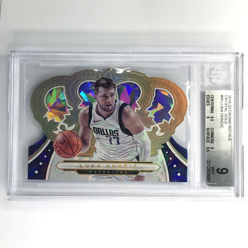 2019-20 Crown Royale Luka Doncic Base Crystal Gold 2/10 Bgs 9