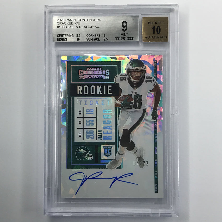 2020 Contenders Jalen Reagor Rookie Ticket Cracked Ice Auto V 4/22 BGS 9/10