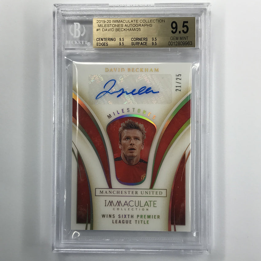 2019-20 Immaculate David Beckham Milestones Acetate Auto 21/25 BGS 9.5/10