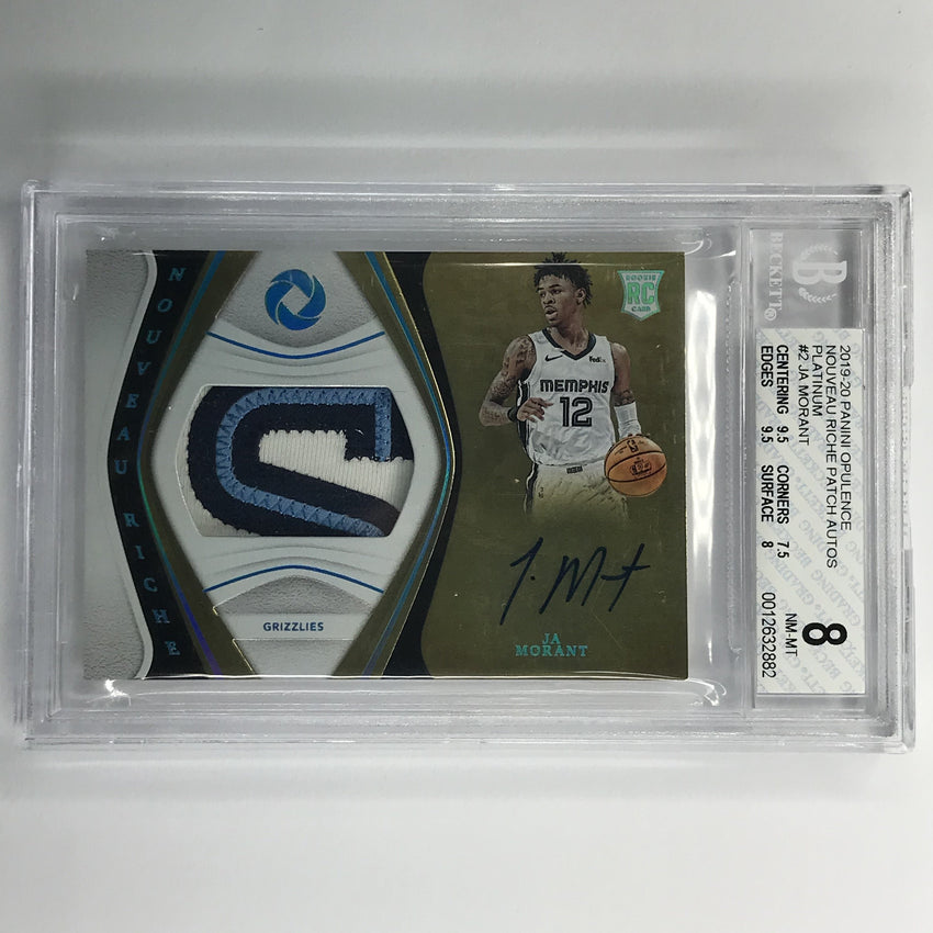 2019-20 Opulence Ja Morant Nouveau Riche Rookie Patch Auto Platinum 1/1 BGS 8/10