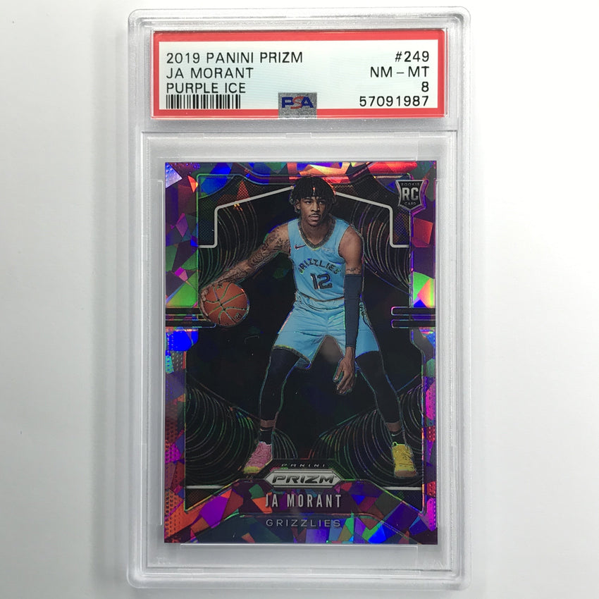 2019-20 Prizm Ja Morant Rookie Purple Ice 149/149 PSA 8