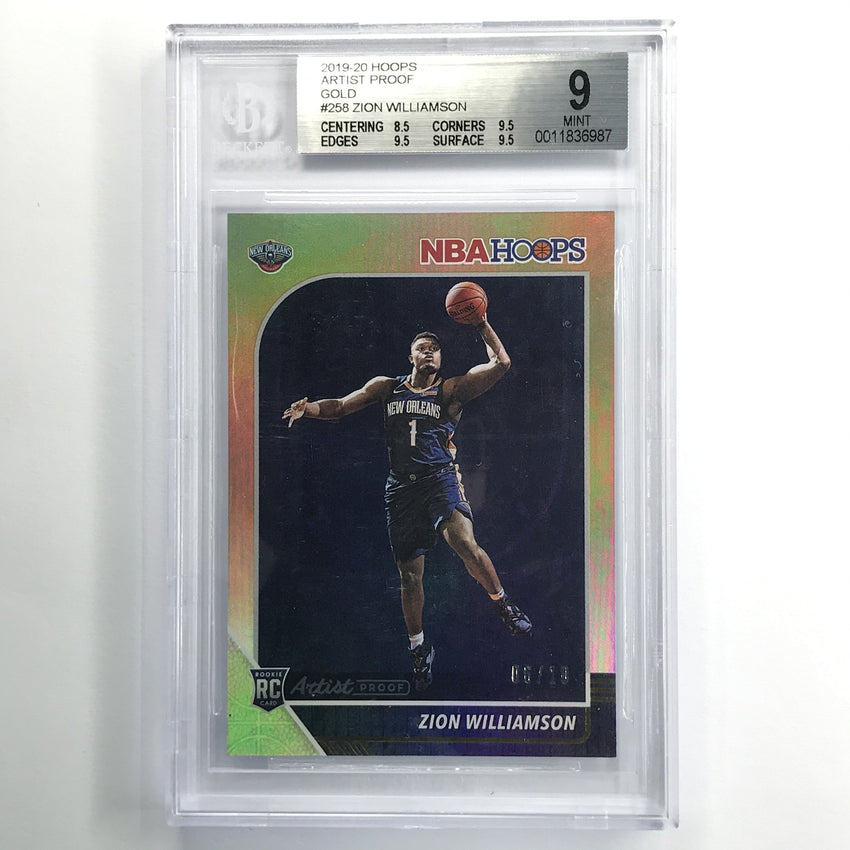 2019-20 Hoops Zion Williamson Rookie Artist Proof Gold 6/10 BGS 9
