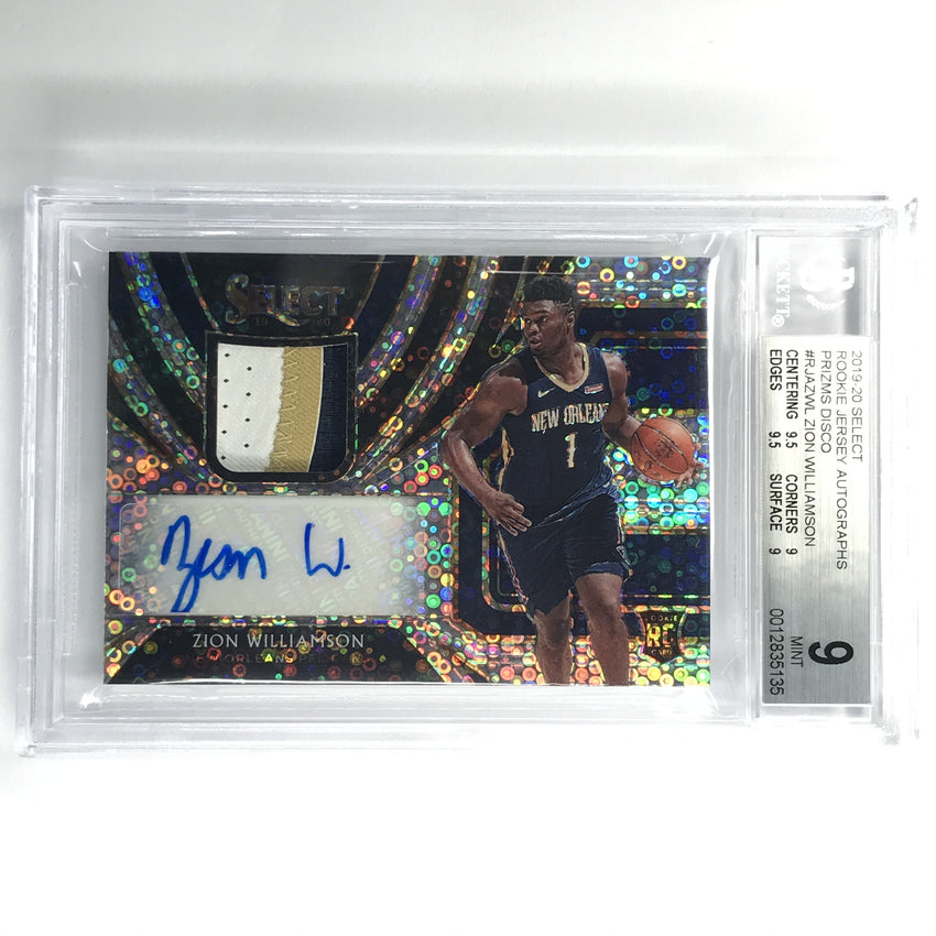 2019-20 Select Zion Williamson Rookie Patch Auto Disco 5/15 BGS 9/9