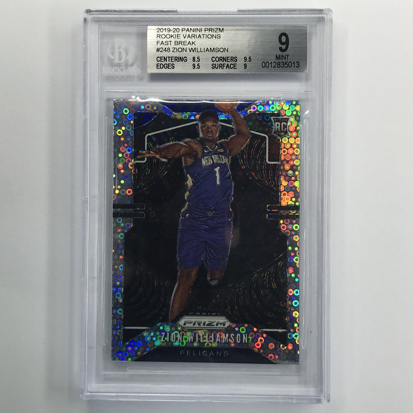 2019-20 Prizm Zion Williamson Rookie Variation Fast Break No 248 BGS 9 013