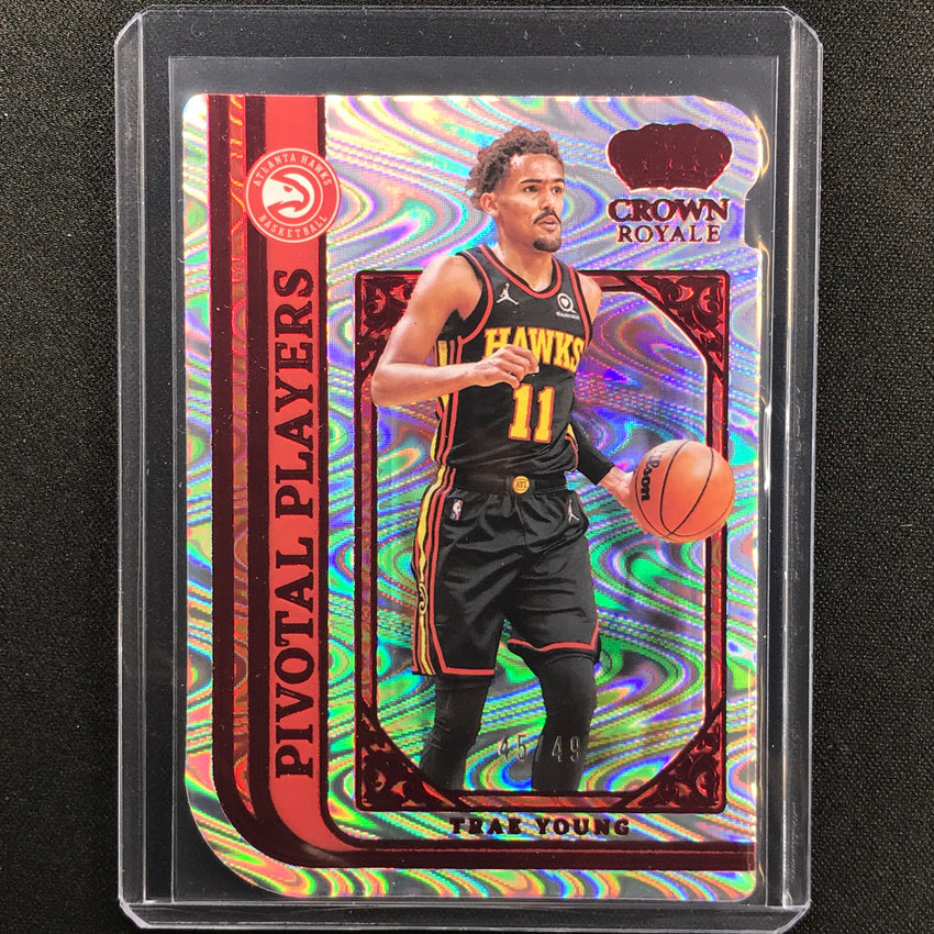 2021-22 Crown Royale Trae Young Pivotal Players Die-cut Red 45/49