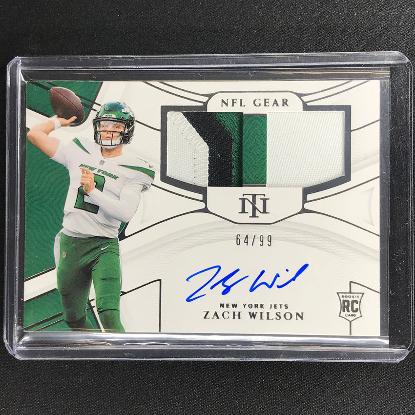 2021 National Treasures Zach Wilson Nfl Gear Signature Rookie Patch Auto 64/99